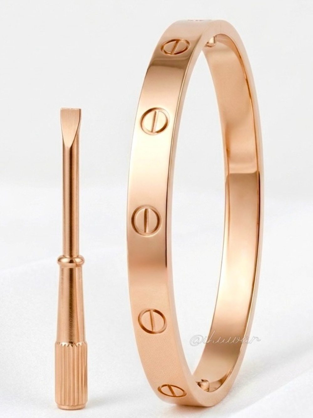 New Rose Gold Screw Motif Bangle Bracelet with Screwdriver